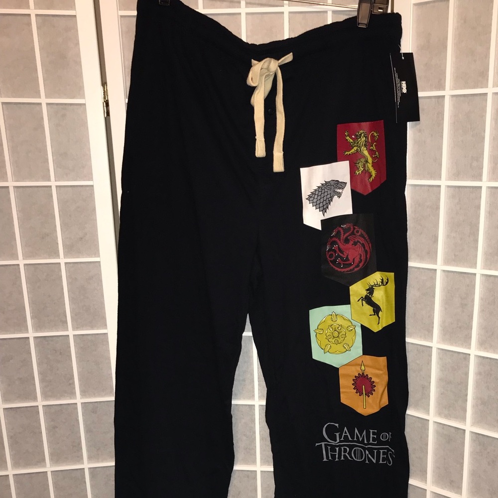 Game of thrones black drawstring pajama pants - L